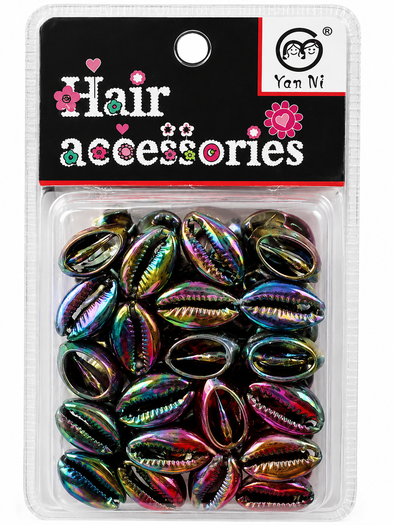 Perles cauris holographiques multicolores