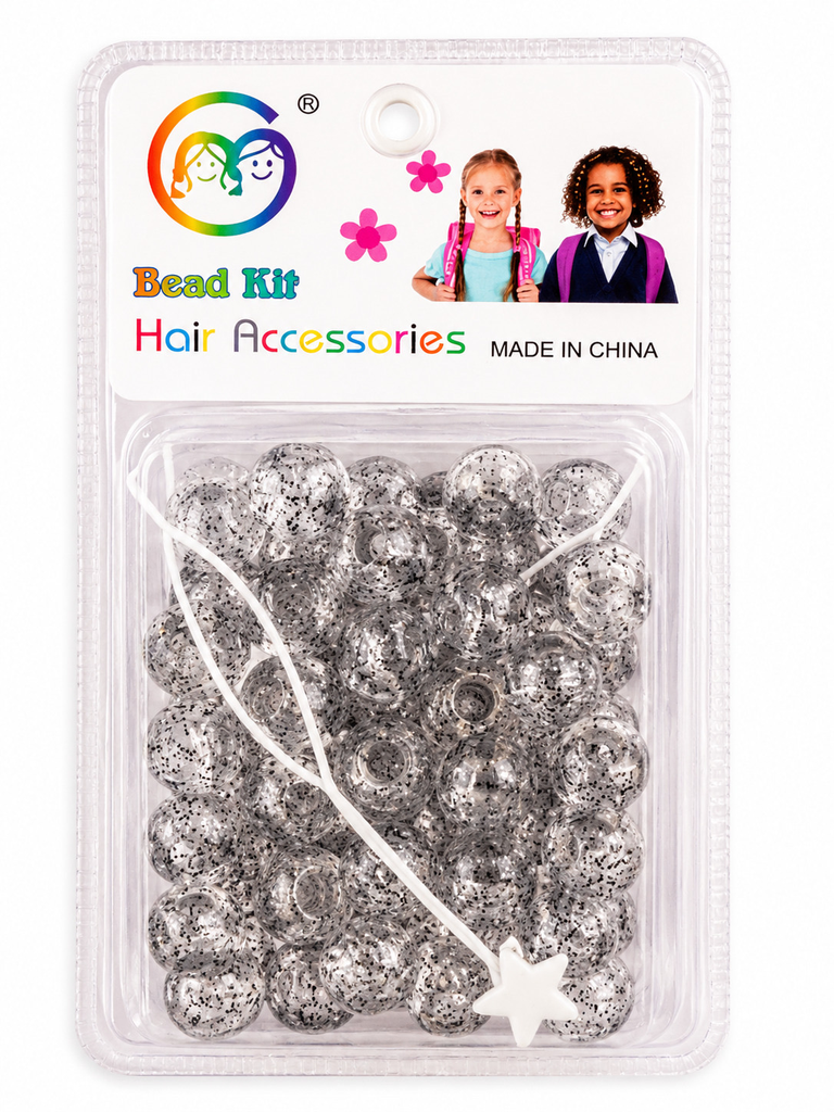 Kit de perles cristal pailleté-argent 