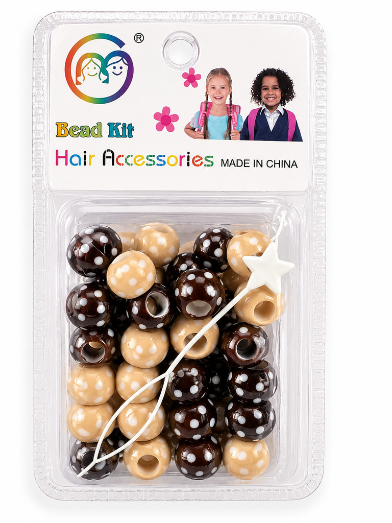 Kit de perles à pois - beige vanille et chocolat