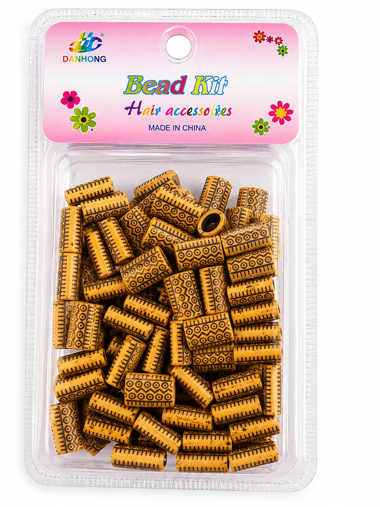 Kit de perles ethniques gravées-beige sable et noir