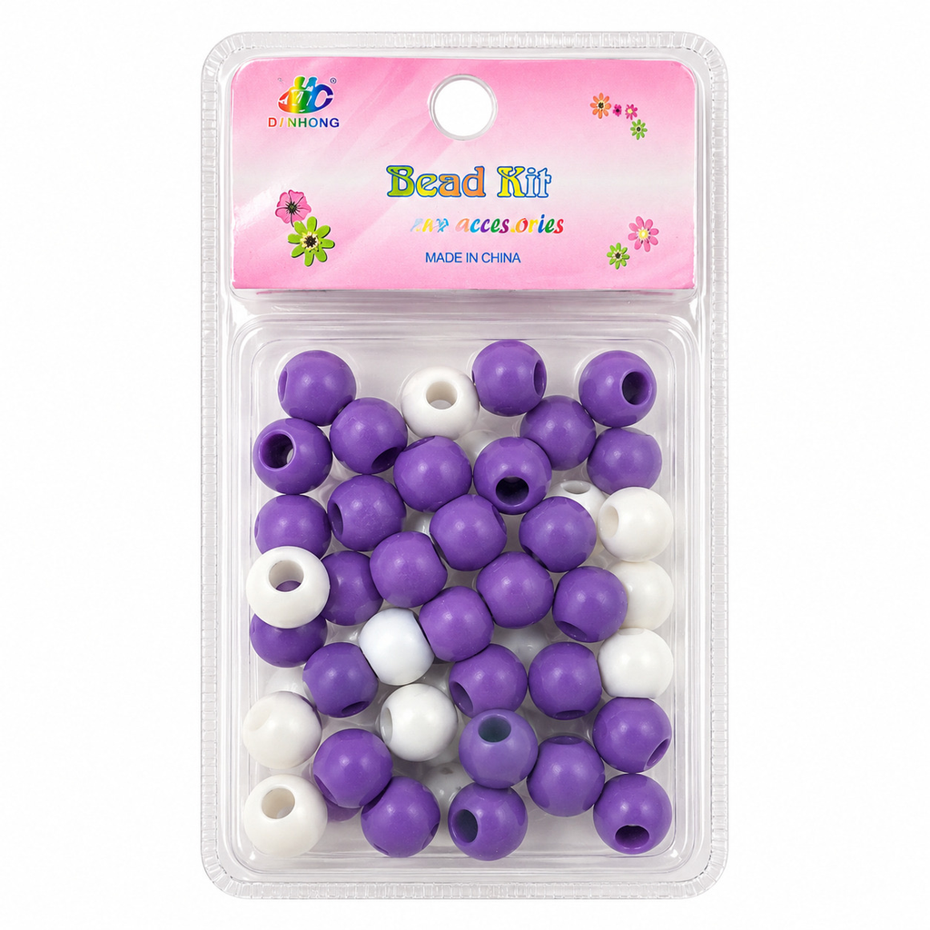Kit de perles bicolores-violet lavande et blanc