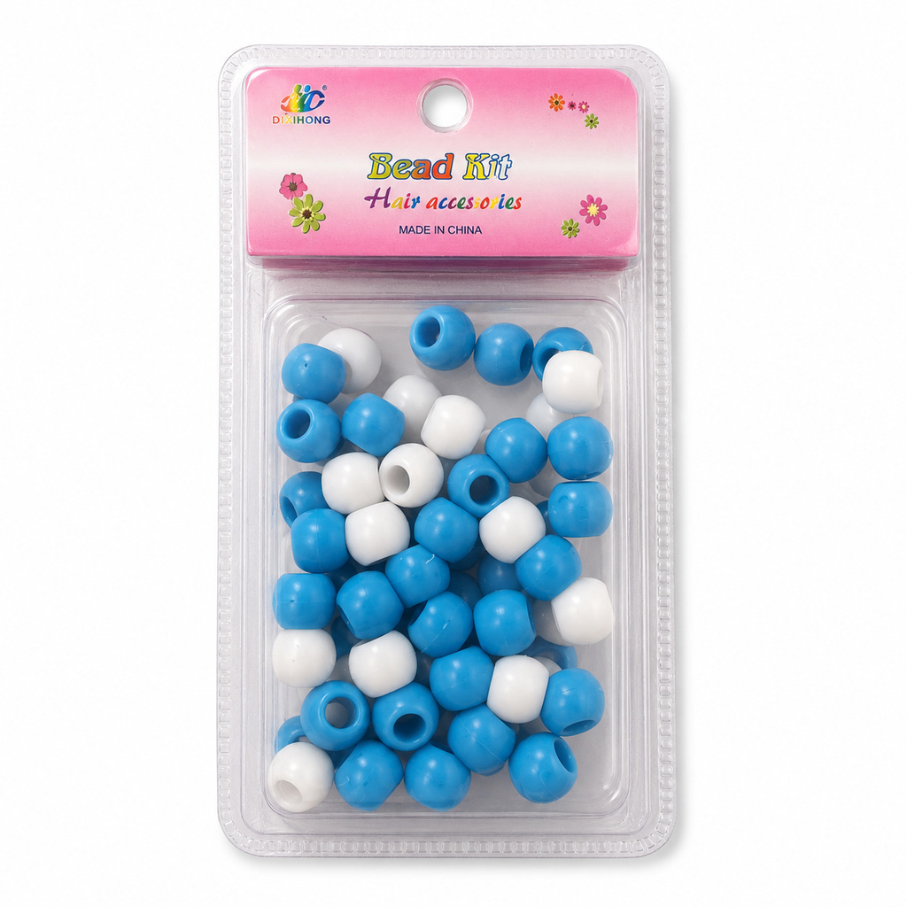 Kit de perles bicolores - bleu ciel et blanc