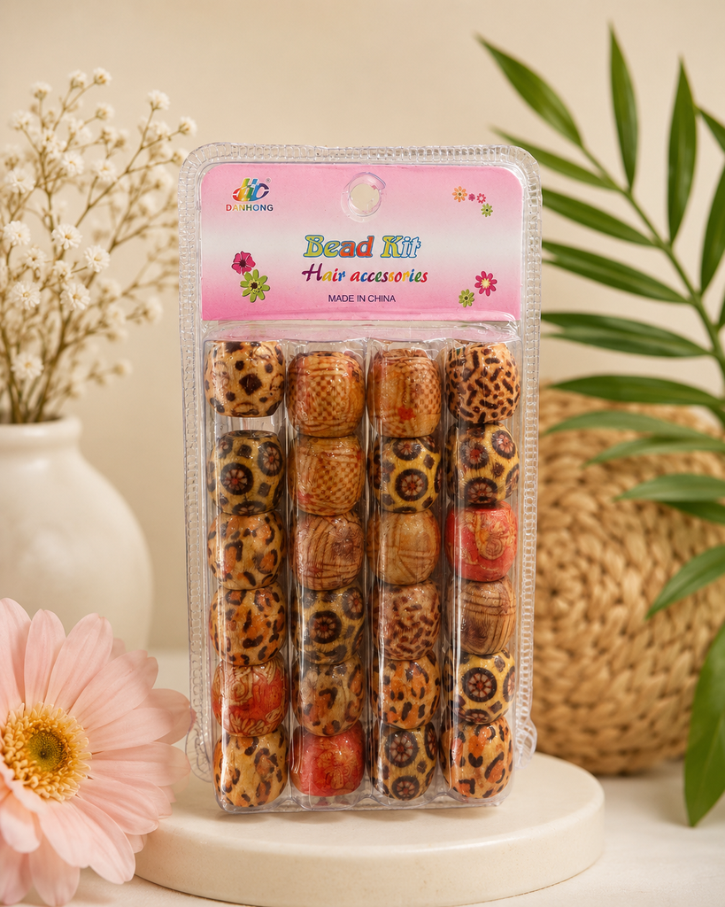 Kit de perles en bois imprimés africain