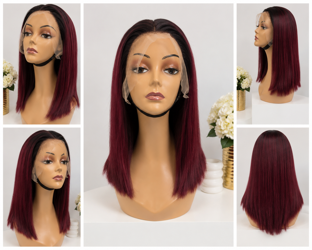 Wig Lao 13*4 T12 noir-bordeau